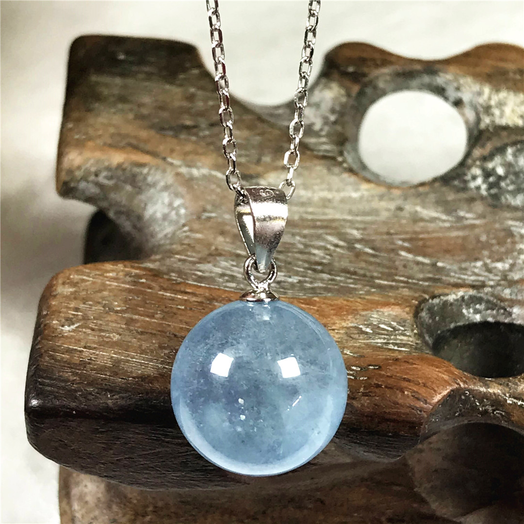 925 Sterling Silver Chain Necklace Men - Цепочка с подвеской из натурального голубого