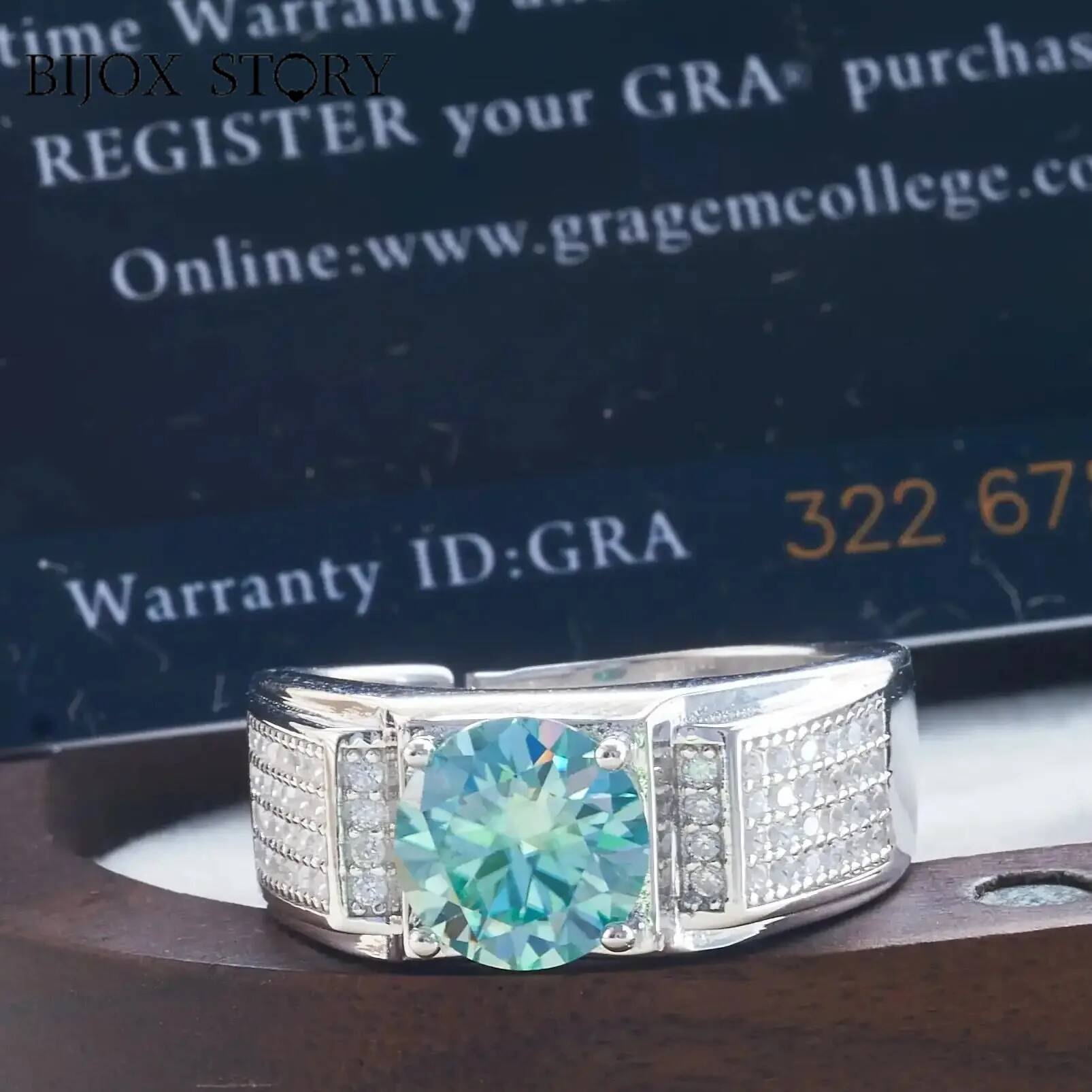 Moissanite Engagement Ring 1 Carat - Кольцо Муассанит мужское из серебра 100%