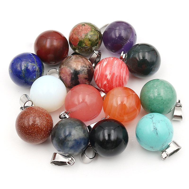 Crystal Pendant Necklace Natural Stone - 20 шт./пакет 14 мм натуральный камень