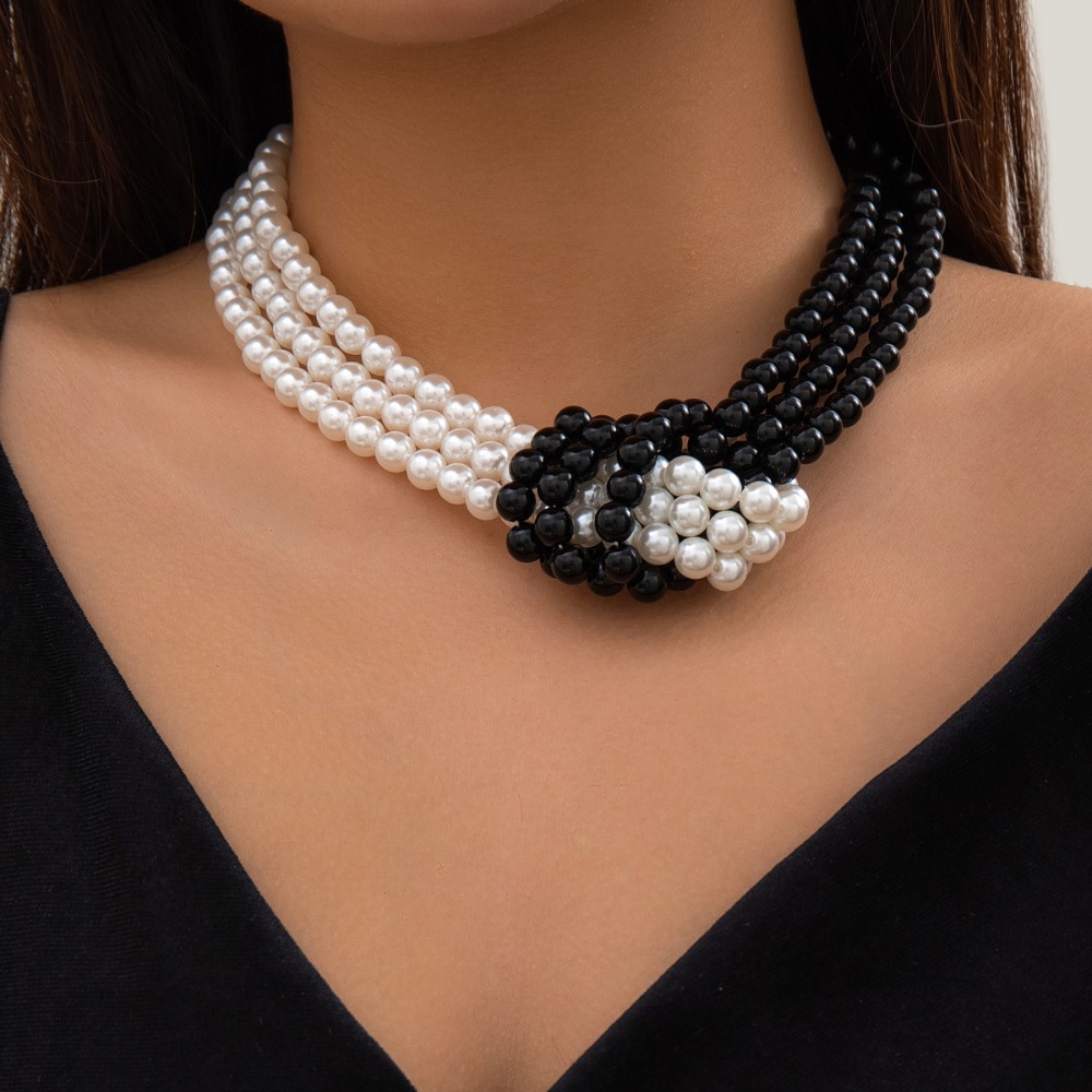 Модное ретро-колье с черно-бел – обзор и цена Pearl Choker Necklace Vintage